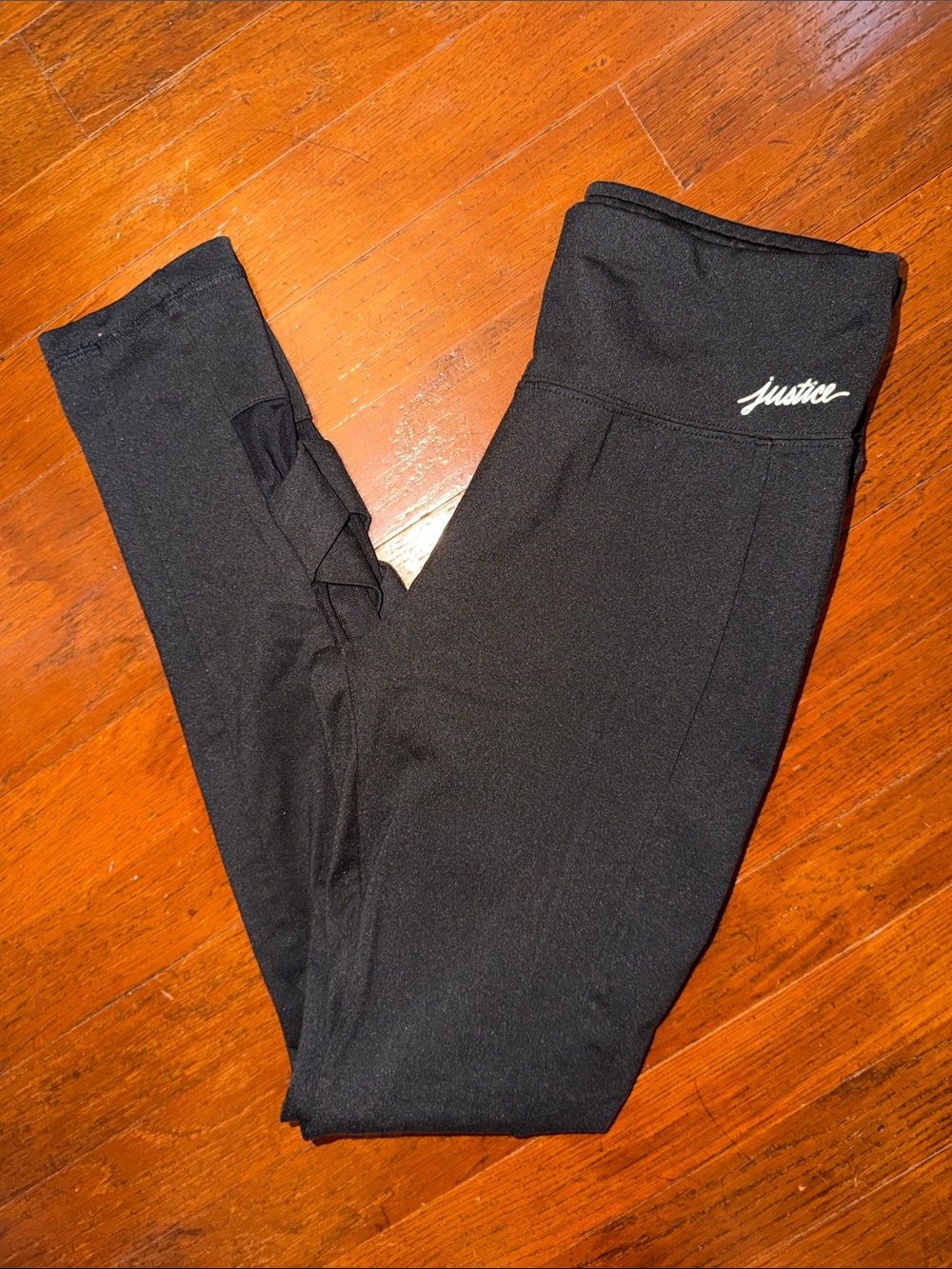 Girls Justice Active Black Leggings Mesh Ballet Size 14/16